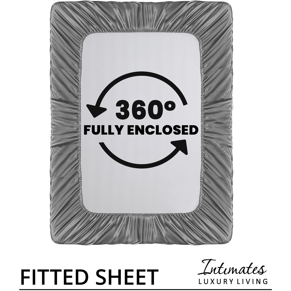 Intimates Super King Size Silver Satin Complete Bedding Set Image 8