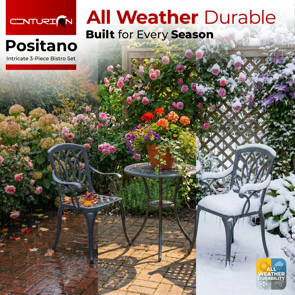 Centurion Supports Positano 2 Seater Grey Aluminium Bistro Set with Table Image 6