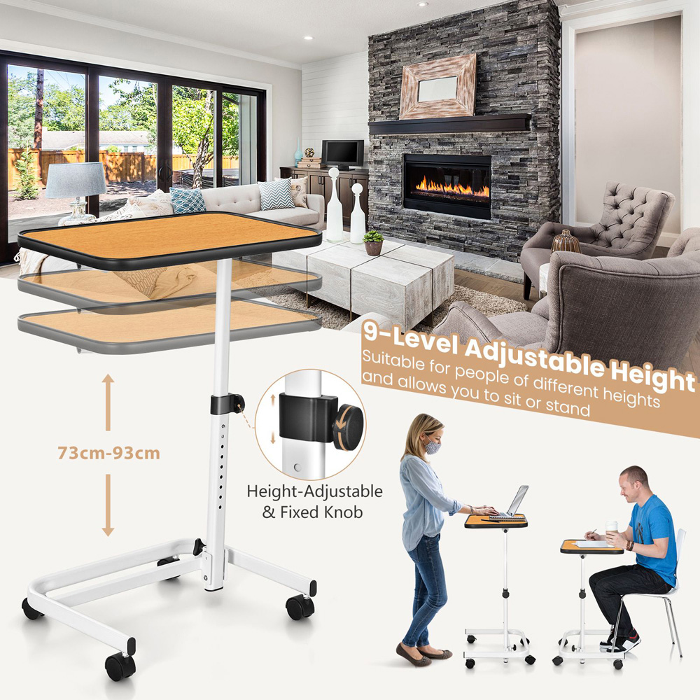 Costway Natural Portable Bedside Table Image 8