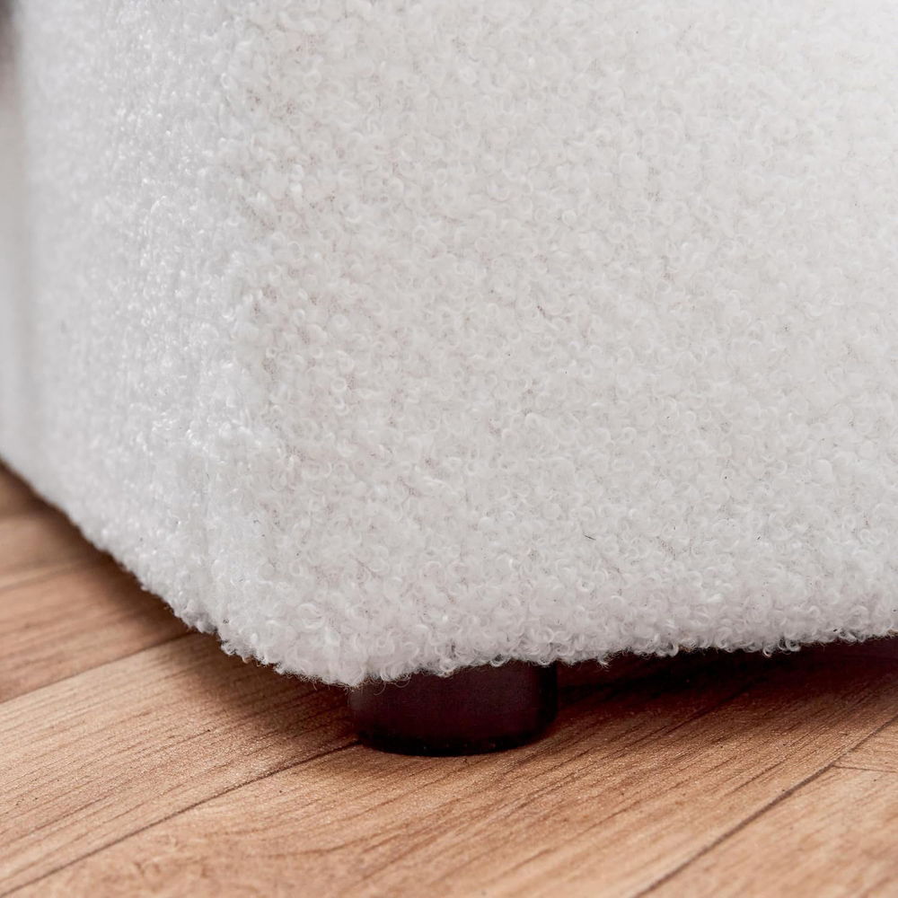 Home Treats Small Double Boucle and White Plush Ottoman Storage Bed Image 4