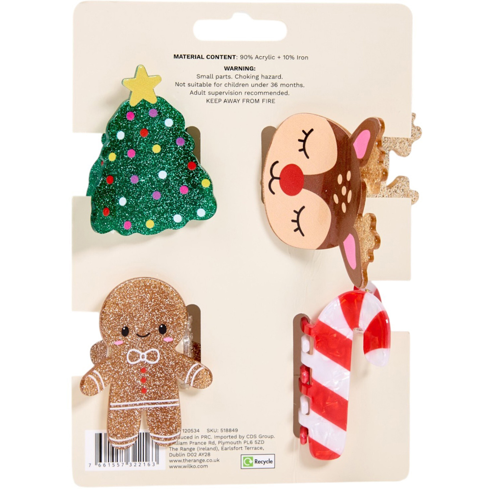 Pack of 4 Mini Christmas Claw Clips Image 2