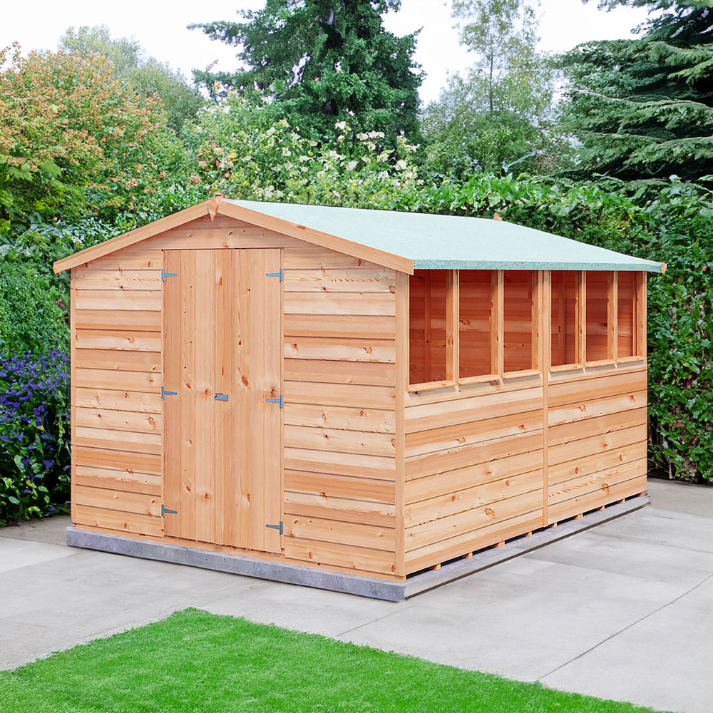 Shire 10 x 8ft Double Door Dip Treated Overlap Apex Shed Image 2