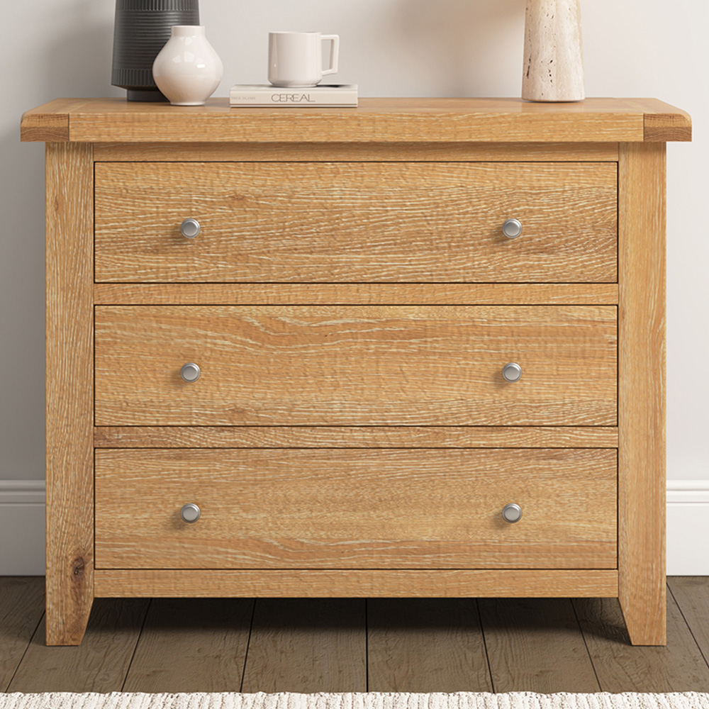 Seconique Windsor 3 Drawer Natural Oak Storage Chest Image 1