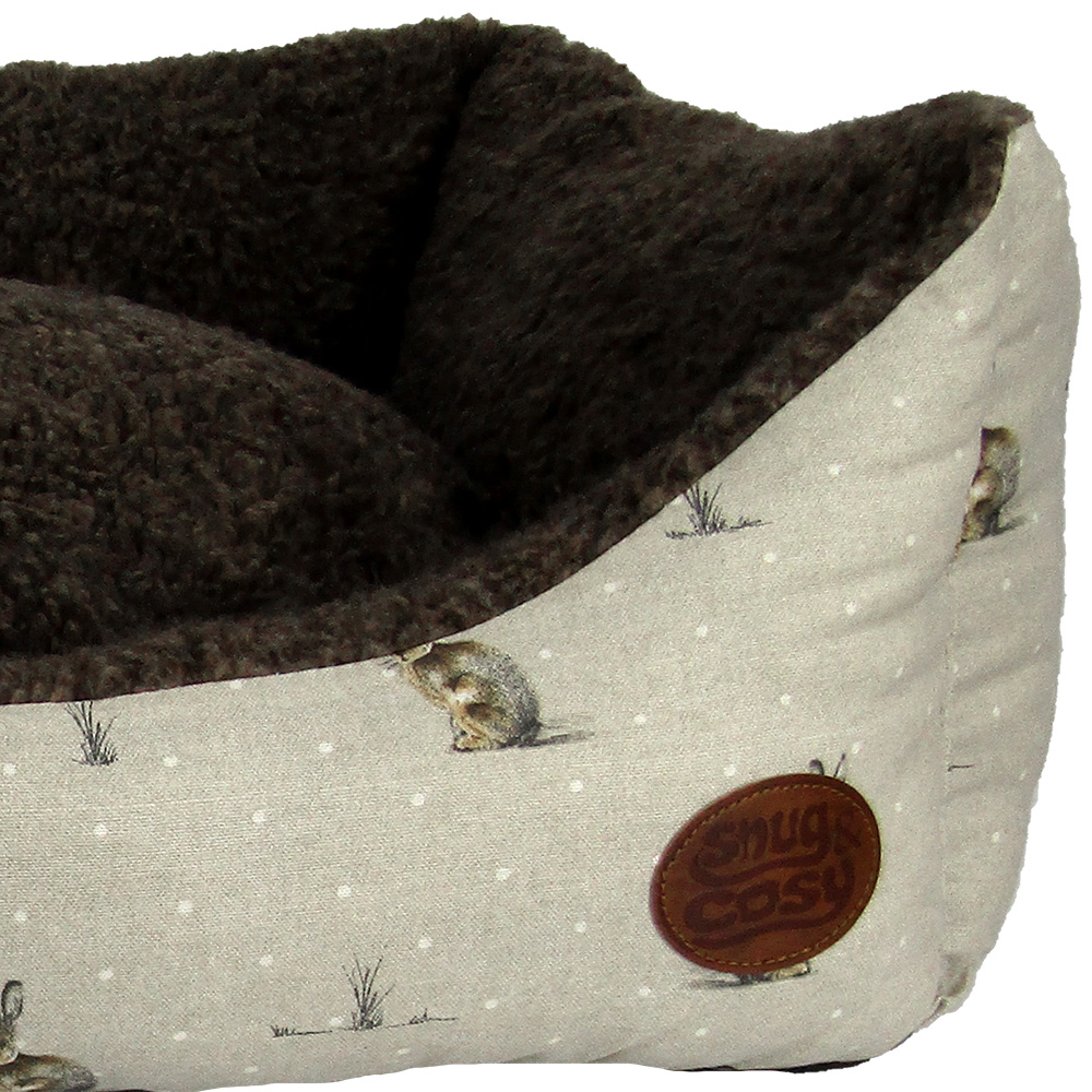 Snug & Cosy Small Rectangle Hare Print Dog Bed Image 3