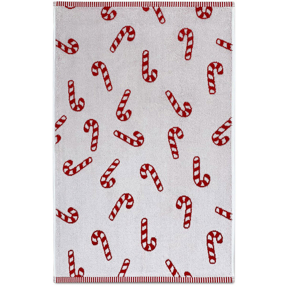 Candy Cane Hand Towel - Red and White Image 1