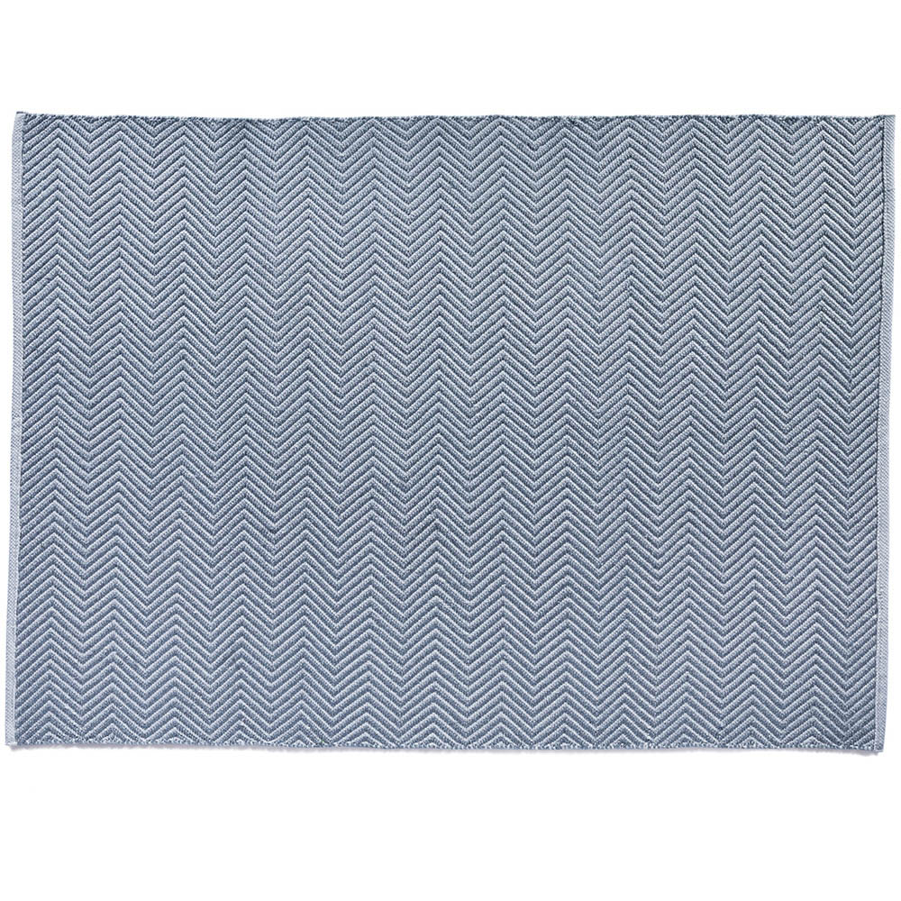 Hug Rug Denim Blue Woven Herringbone Rug 80 x 150cm Image 1