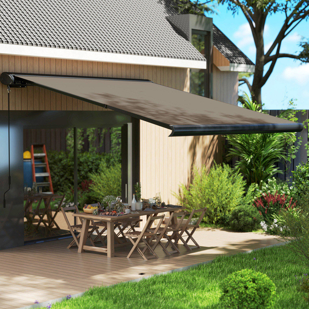 Outsunny Light Grey DIY Electric Retractable Awning with Remote 3 x 2.5m Image 1