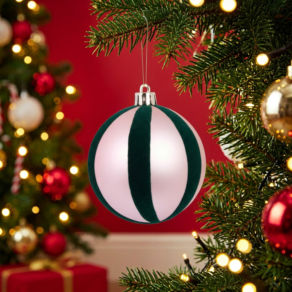 Pack of 50 Striped Baubles Image 2
