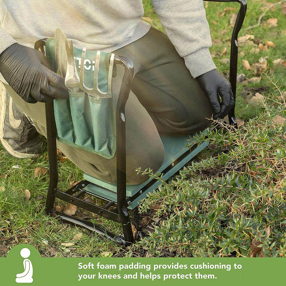 Alivio Premium 2-in-1 Foldable Lightweight Gardening Kneeler with Padded Seat and Tool Bag Pouch Image 5