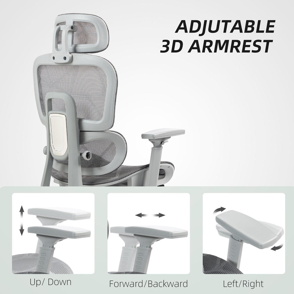 Portland Grey Ergonomic Swivel Office Chair Swivel with 3D Armrest Image 7