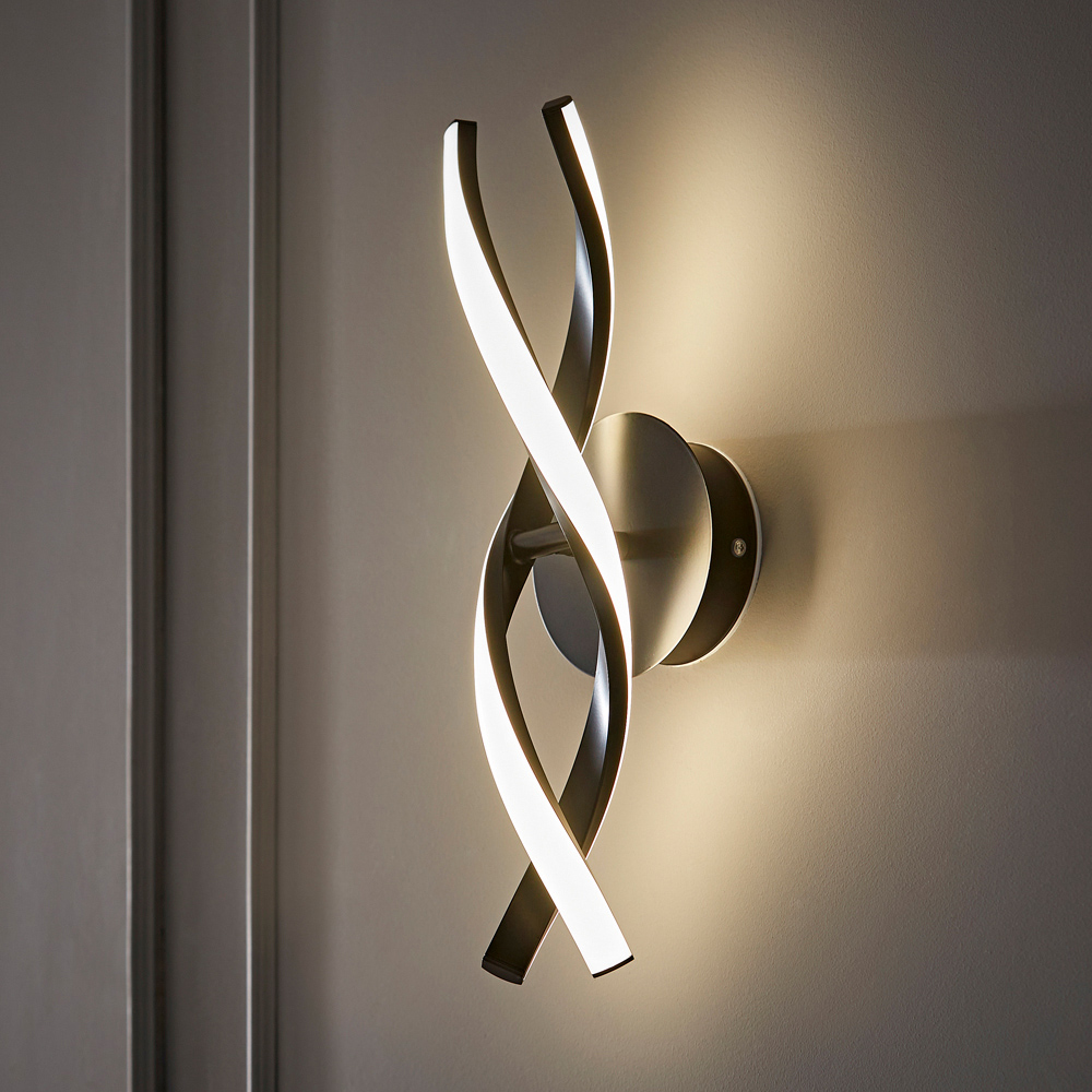 ValueLights Infinity Matt Black Double Twist IP44 Integrated LED Wall Light Image 2