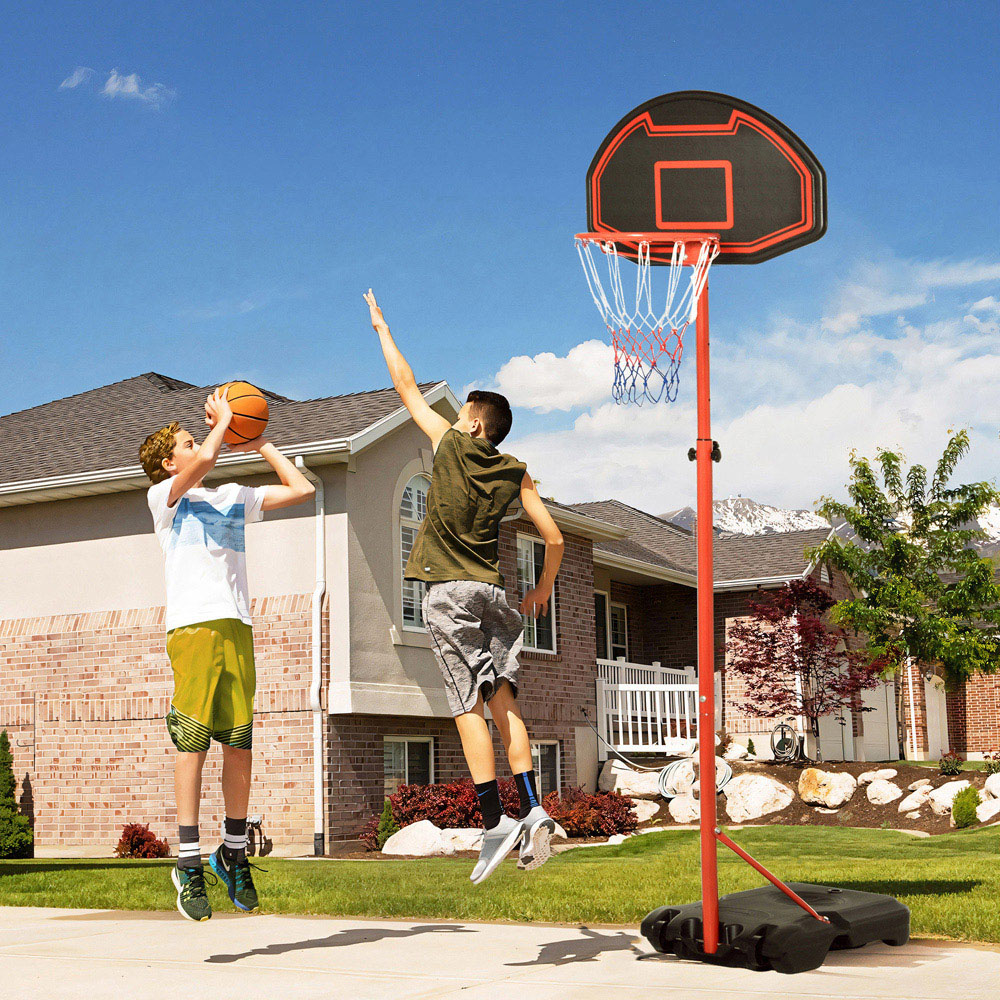 HOMCOM Kids Black and Orange Adjustable Basketball Hoop with Backboard and Wheels 200-250cm Image 2
