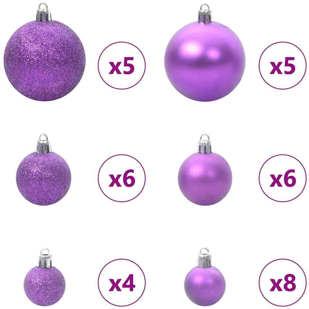 vidaXL Pre-Lit Lilac Baubles Green Artificial Christmas Tree 5ft Image 9