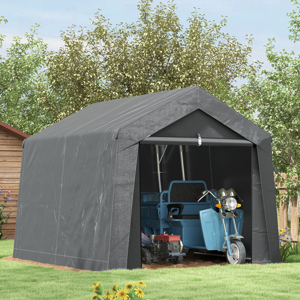 Outsunny 9 x 9ft Grey Portable Storage Shed Image 2