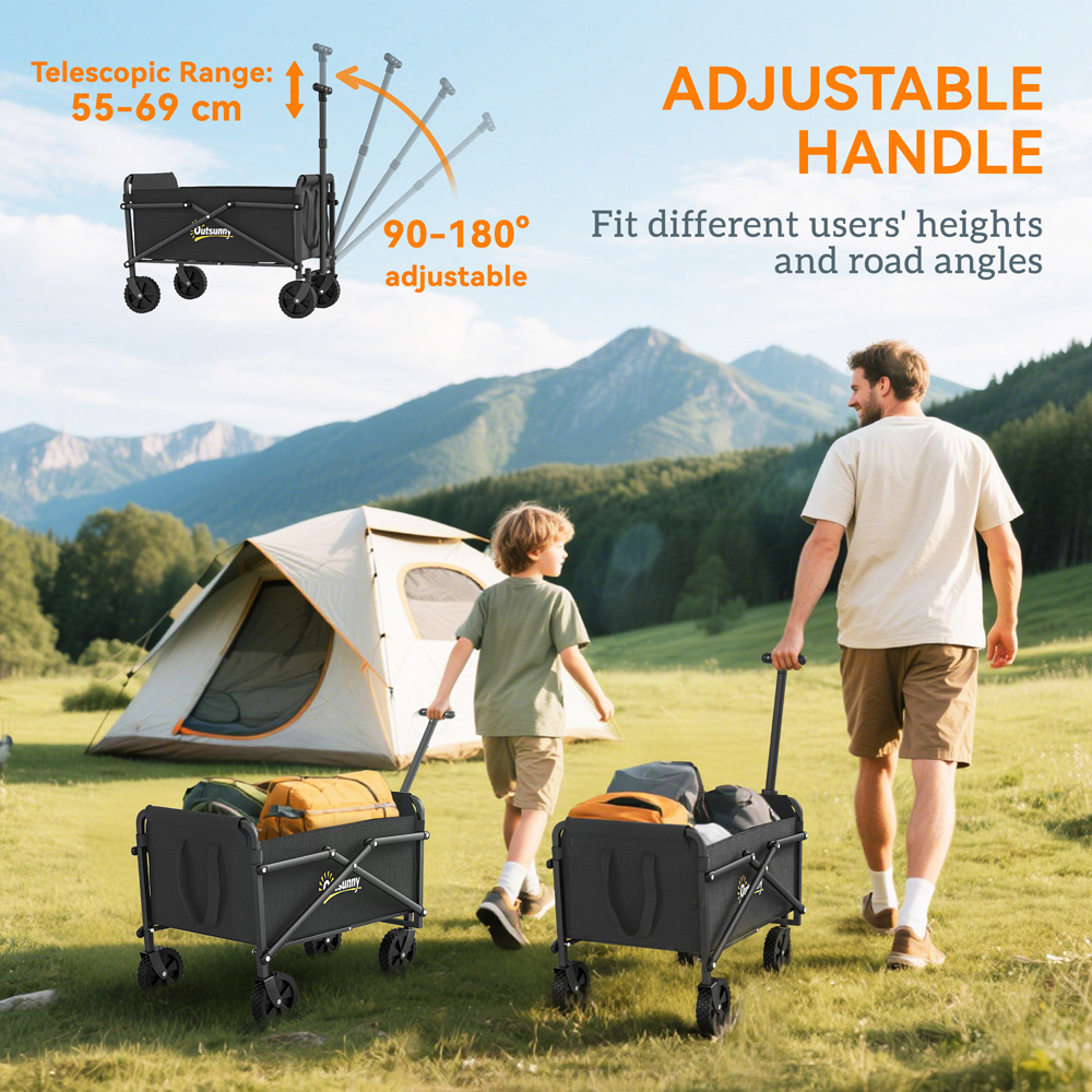 Outsunny 41L Black Heavy Duty Folding Garden Trolley Image 4