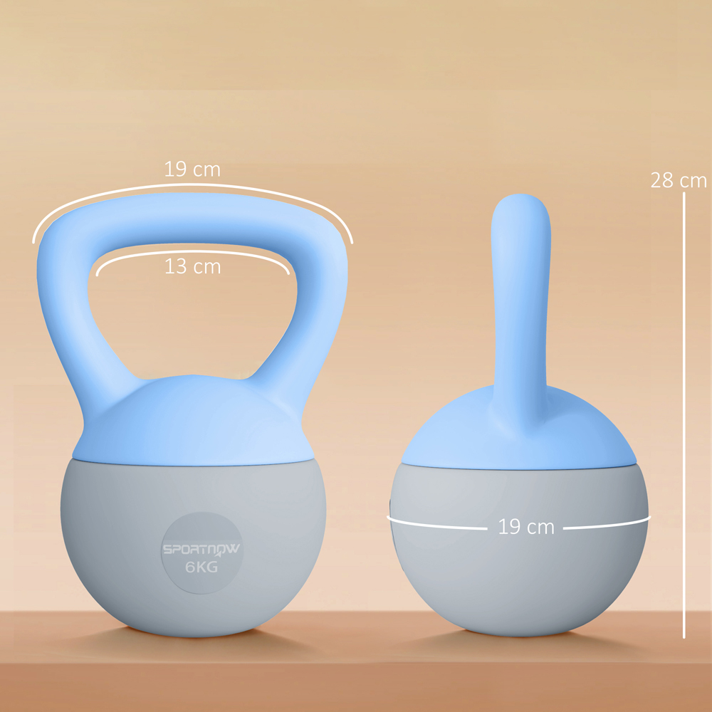 SPORTNOW Light Blue and Grey Soft Body Kettlebell with Non Slip Handle 6kg Image 9