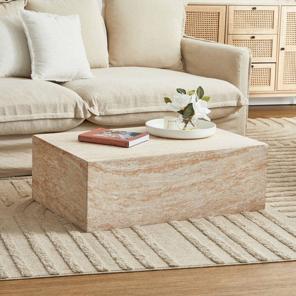 Desser Pisa Travertine Effect Rectangle Coffee Table Image 7