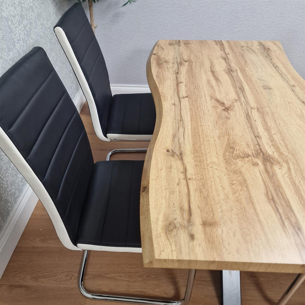 Portland 4 Seater Faux Leather Padded Dining Set Black and Chrome Image 2