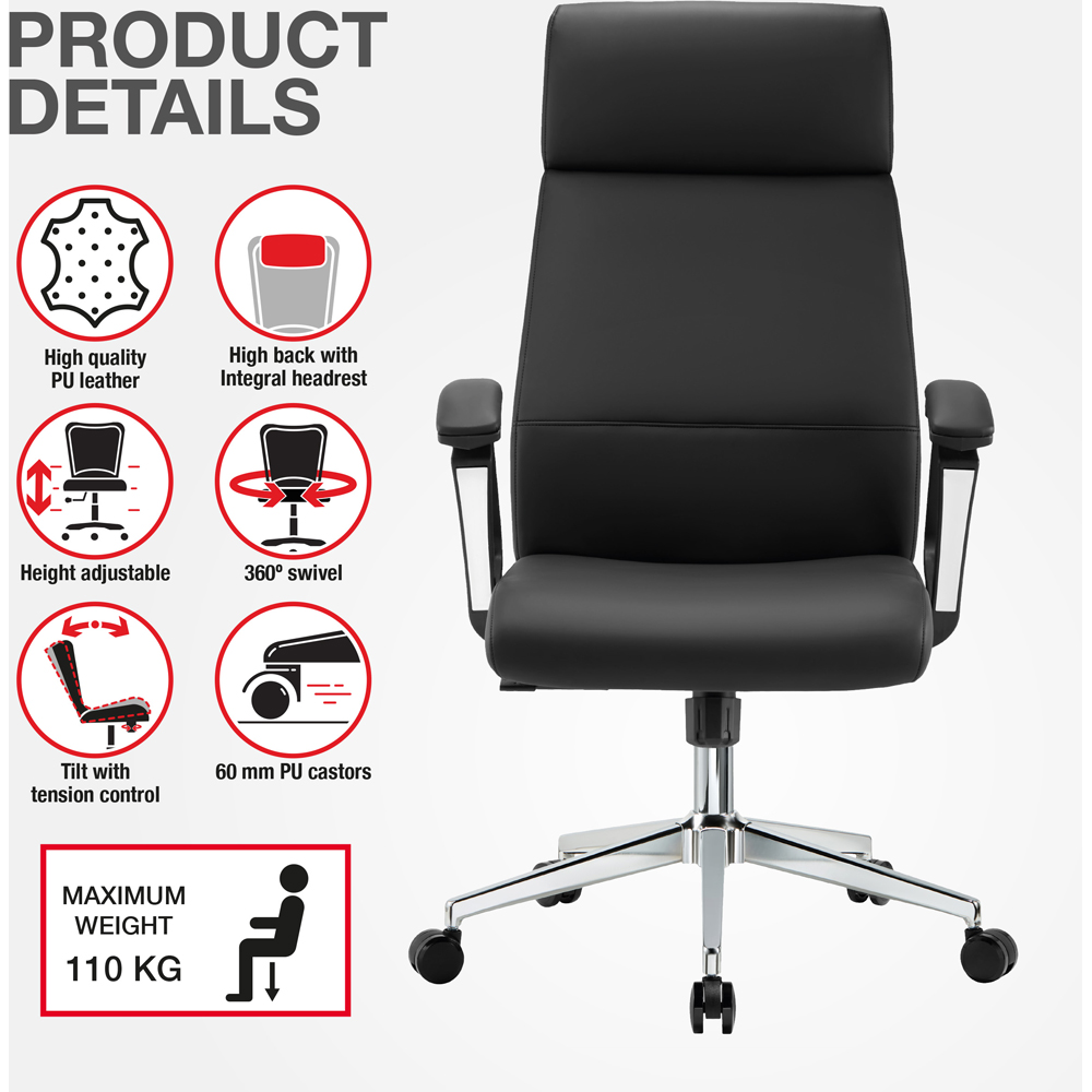 TTAP Black Faux Leather High Back Executive Office Chair Image 8