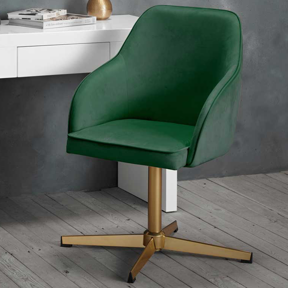 Felix Green Velvet Office Chair Image 1