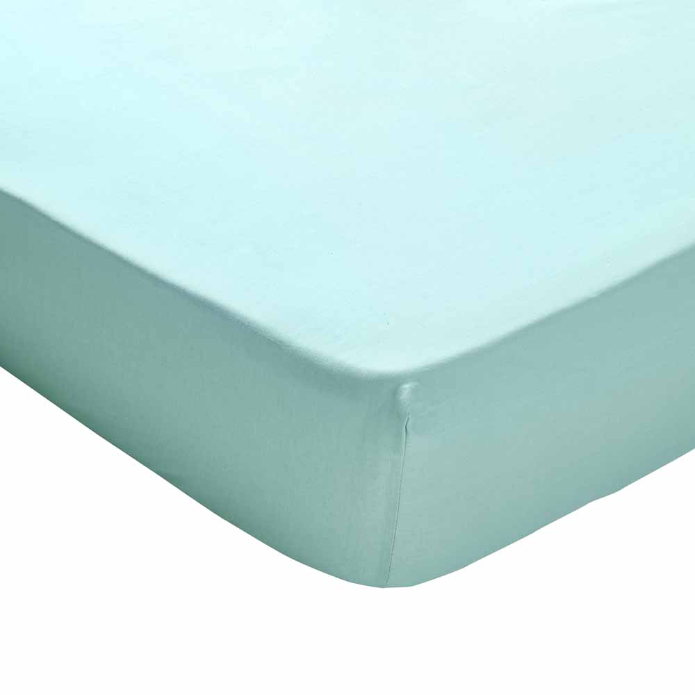 Wilko Fitted Sheet Soft Moss Single Image 1
