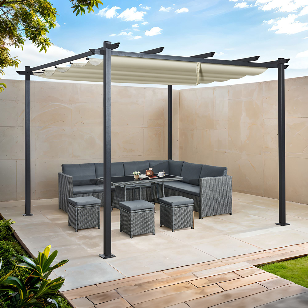 Oseasons Acorn 3 x 3m Creamy White Square Pergola Image 1