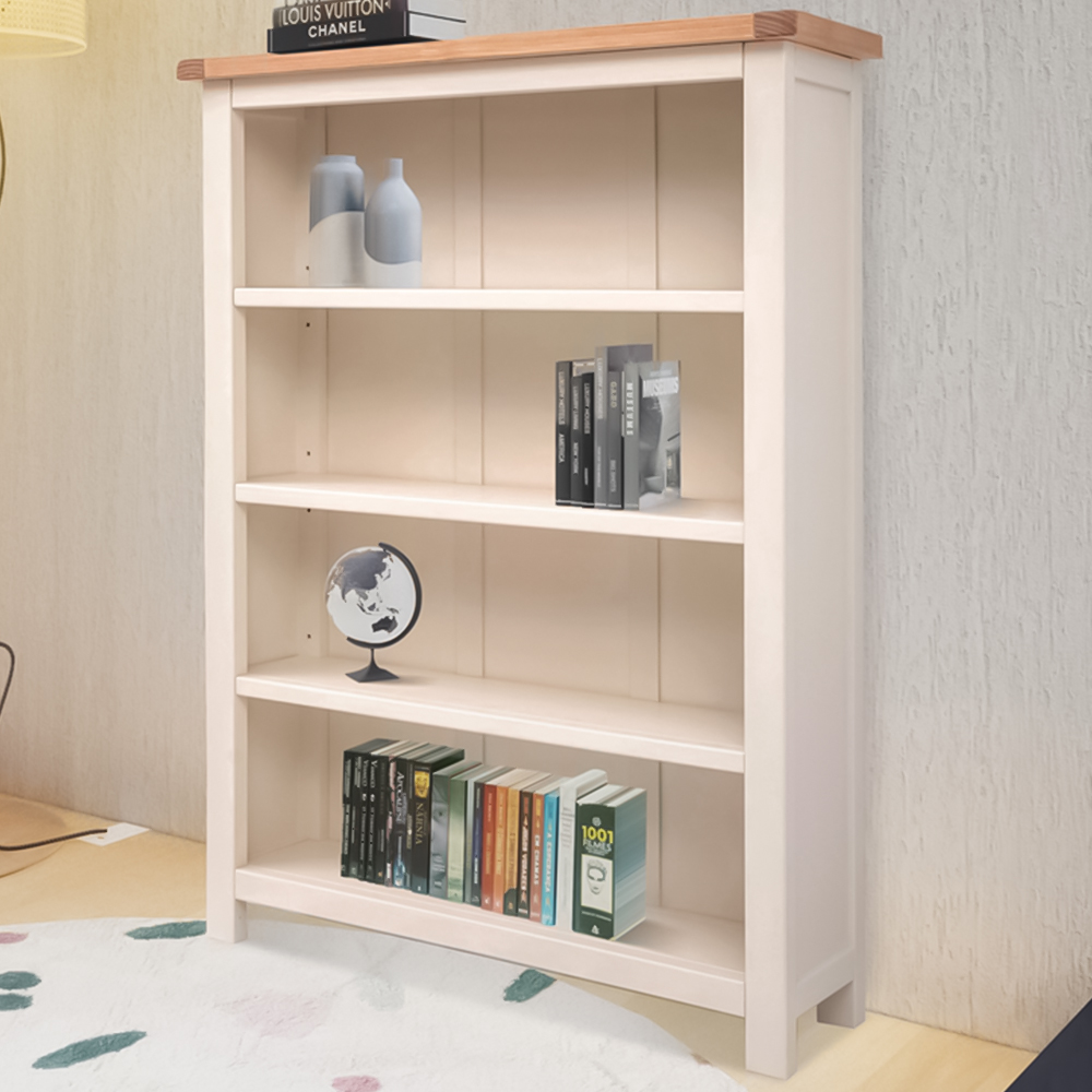 Maggiori 4 Shelf Off White Wide Bookcase Image 1