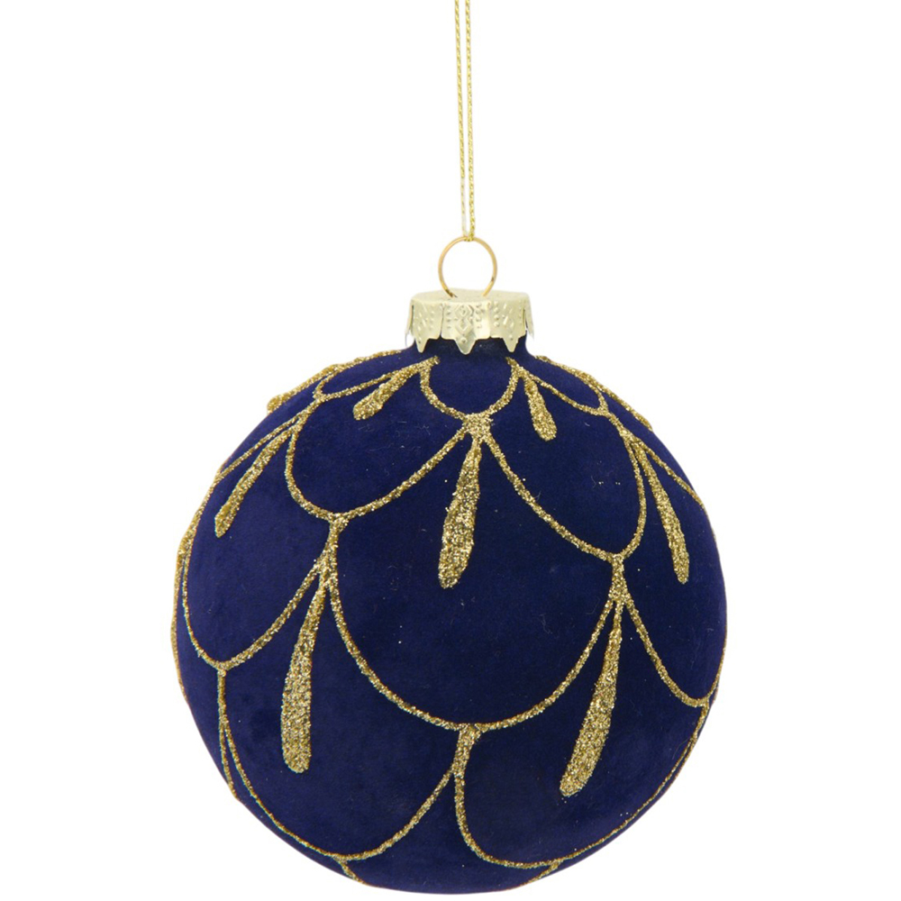 Flocked Detailed Glitter Bauble Image 5