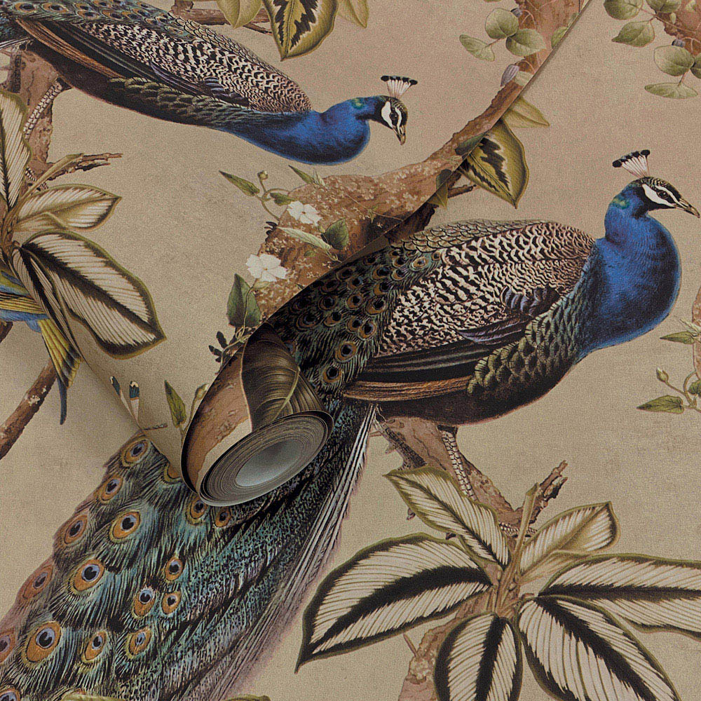 Holden Peacock Woods Taupe Wallpaper Image 2