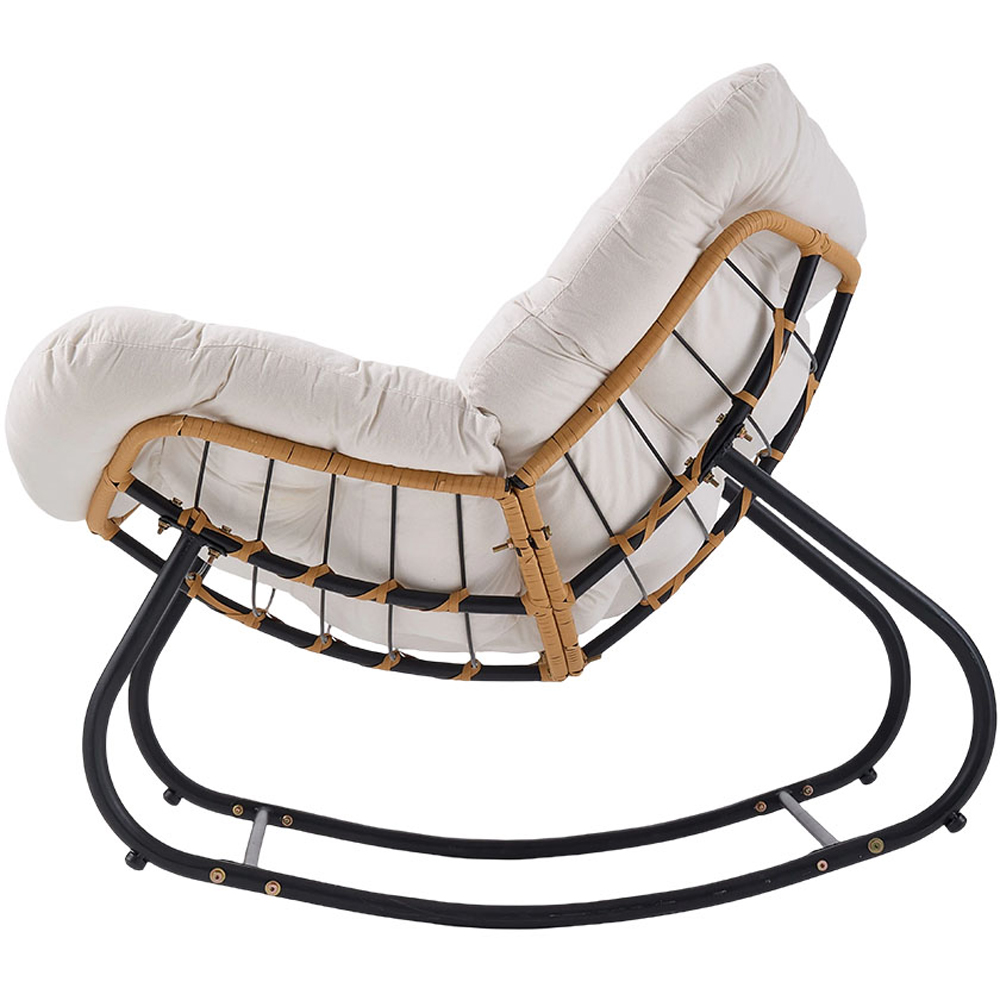 Living and Home White Cushion PE Rattan Rocking Chair Image 3