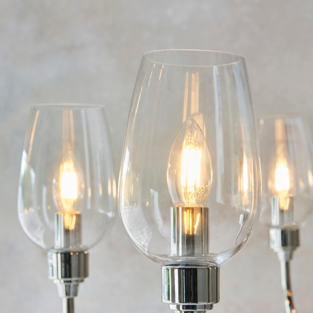 Merano Livorno Clear Glass Bright Nickel Plate Multi Arm Pendant Ceiling Light Image 5