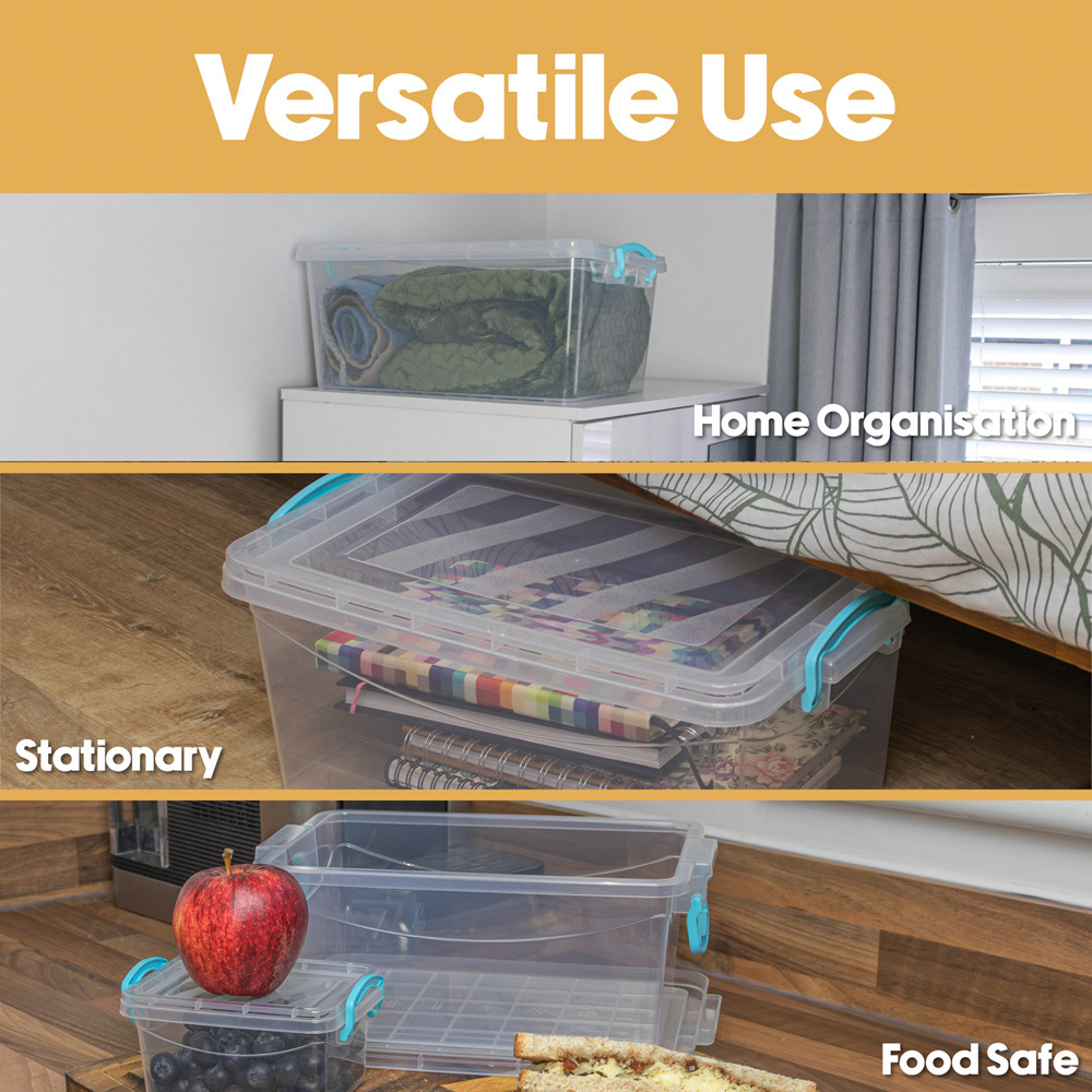 JVL Plastic Stackable and Nestable Food Storage Box with Clip Lid Set of 3 Image 6
