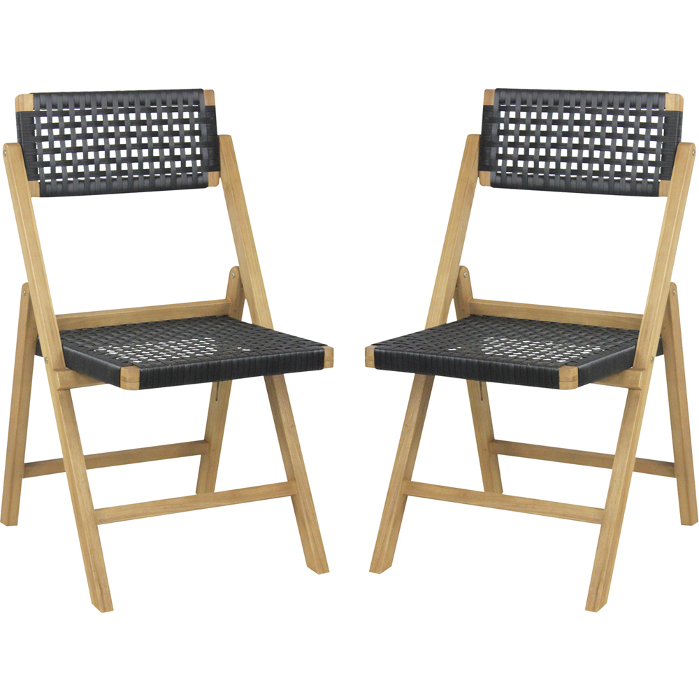 Costway Set of 2 Woven Rope Folding Garden Chair Image 2
