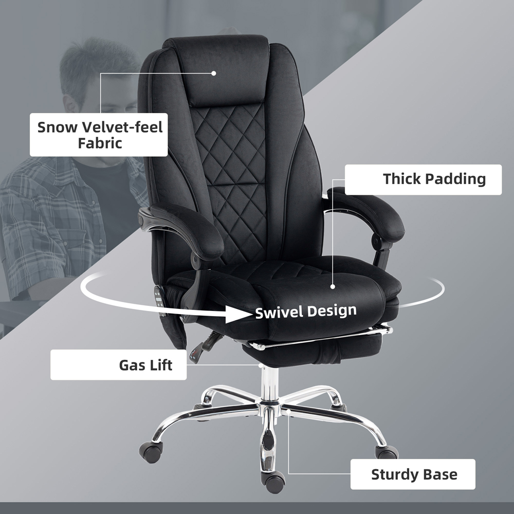 Vinsetto Black Heated Reclining Massage Office Chair Image 7