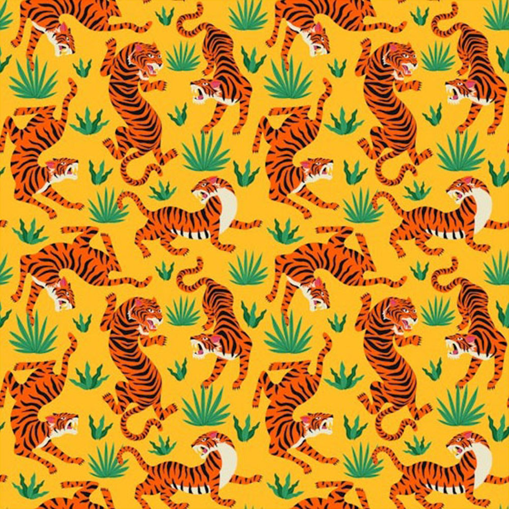 Bobbi Beck Eco Luxury Oriental Tiger Yellow Wallpaper Image 1