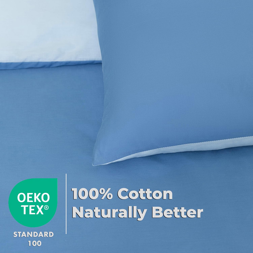 MHG Living Super King Size Blue Reversible Duvet Set Image 7