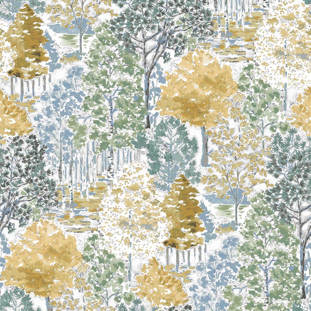 Laura Ashley Bernwood Wallpaper Ochre Yellow Wallpaper Image 1