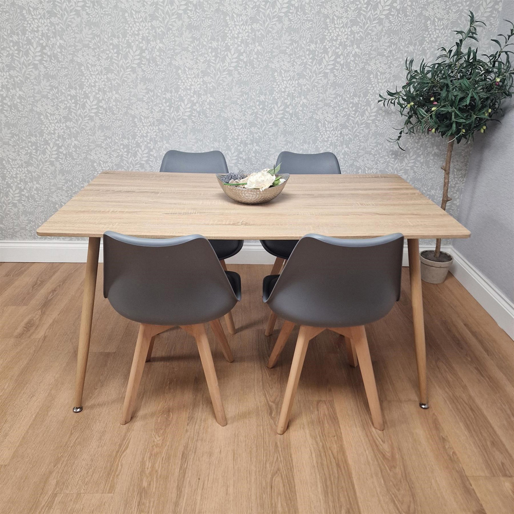 Kosy Koala 4 Seater Wood Effect Faux Leather Dining Set Grey Image 6