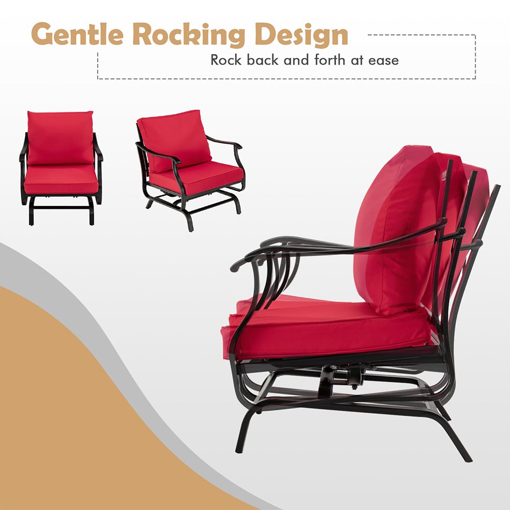 Costway 2 Seater Garden Bistro Set with Cushion Red Image 3