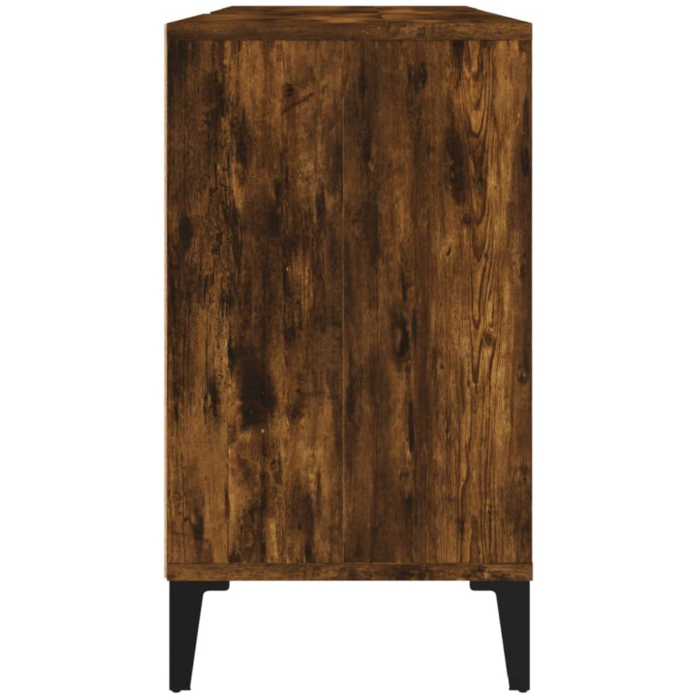vidaXL Single Door 4 Shelf Smoked Oak Freestanding Under Sink Bathroom Cabinet Image 6