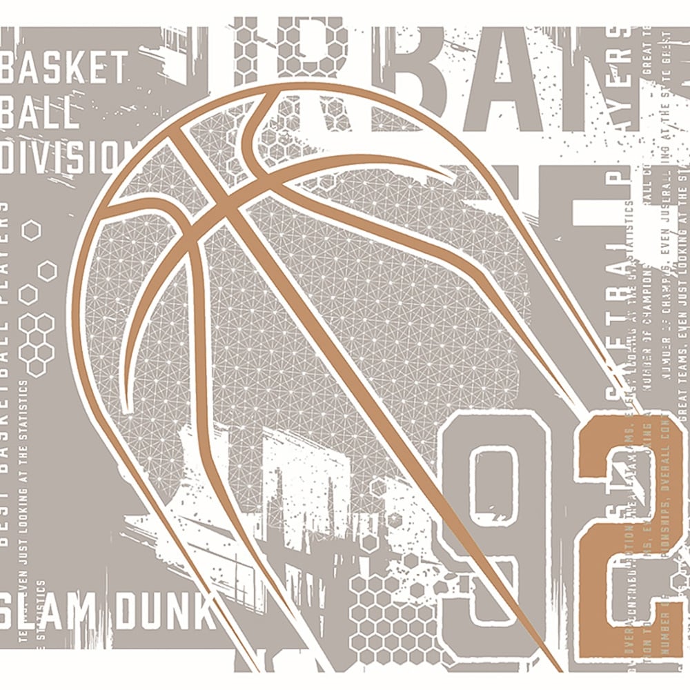 Origin Murals Modern Basketball Grey Wall Mural Image 2