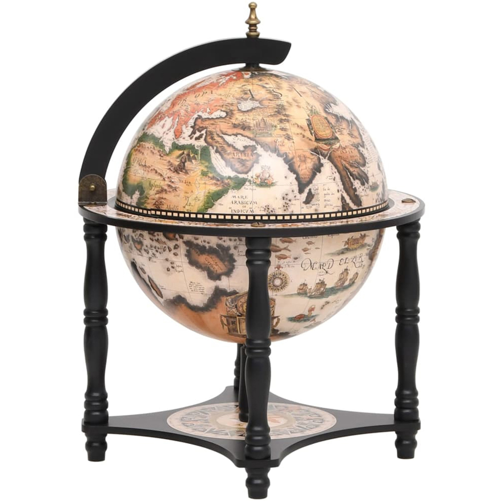 vidaXL Black Antique Style Globe Bar Wine Stand Image 1