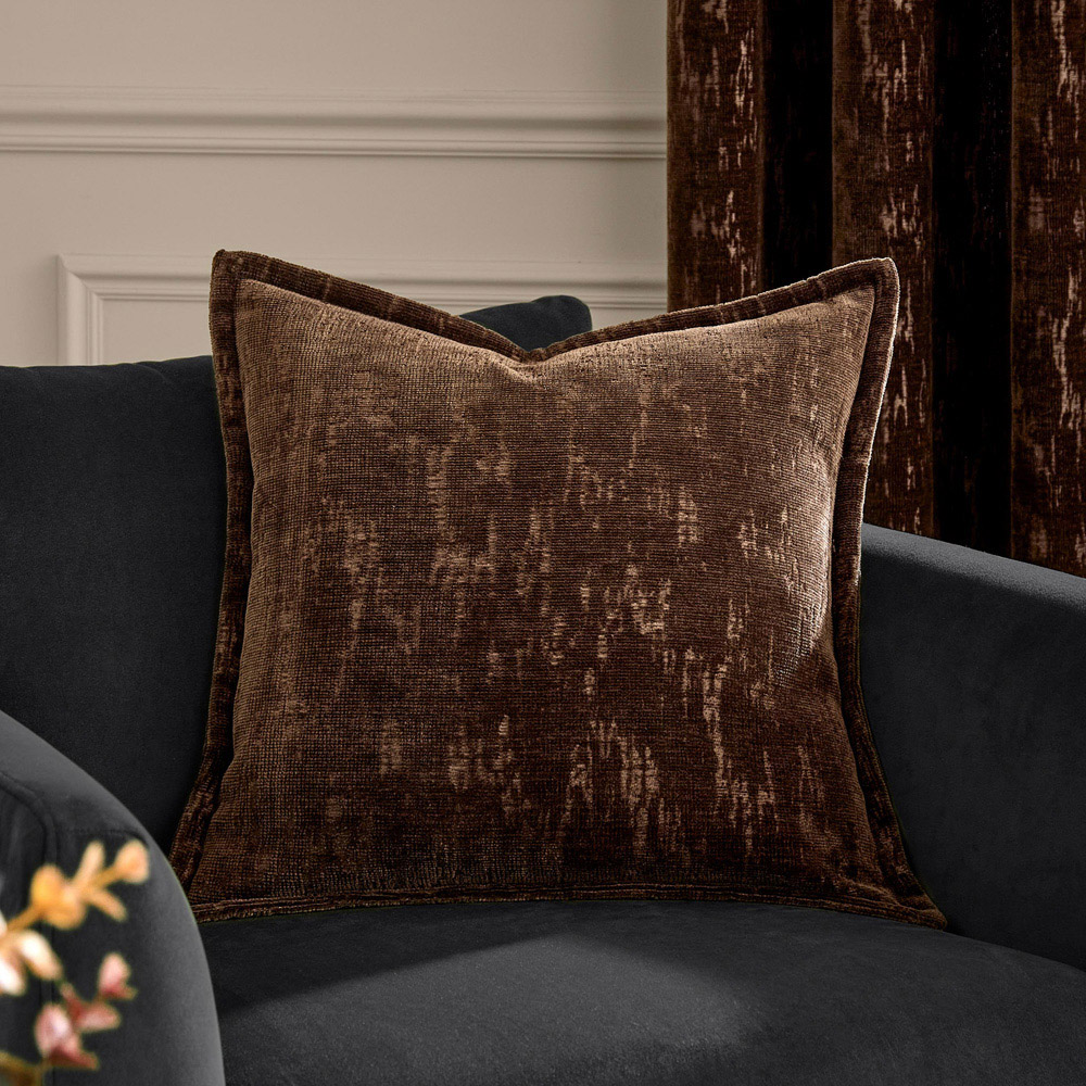 Paoletti Aurelio Jacquard Chocolate Chenille Cushion 45 x 45cm Image 2