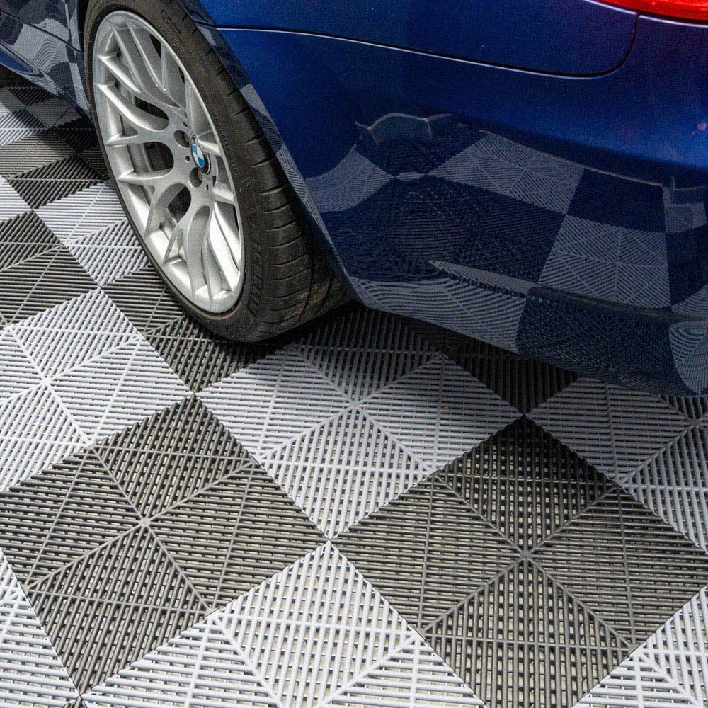 Monstershop 60 Black and 60 Grey Vented Garage Floor Tiles with Edges Image 2