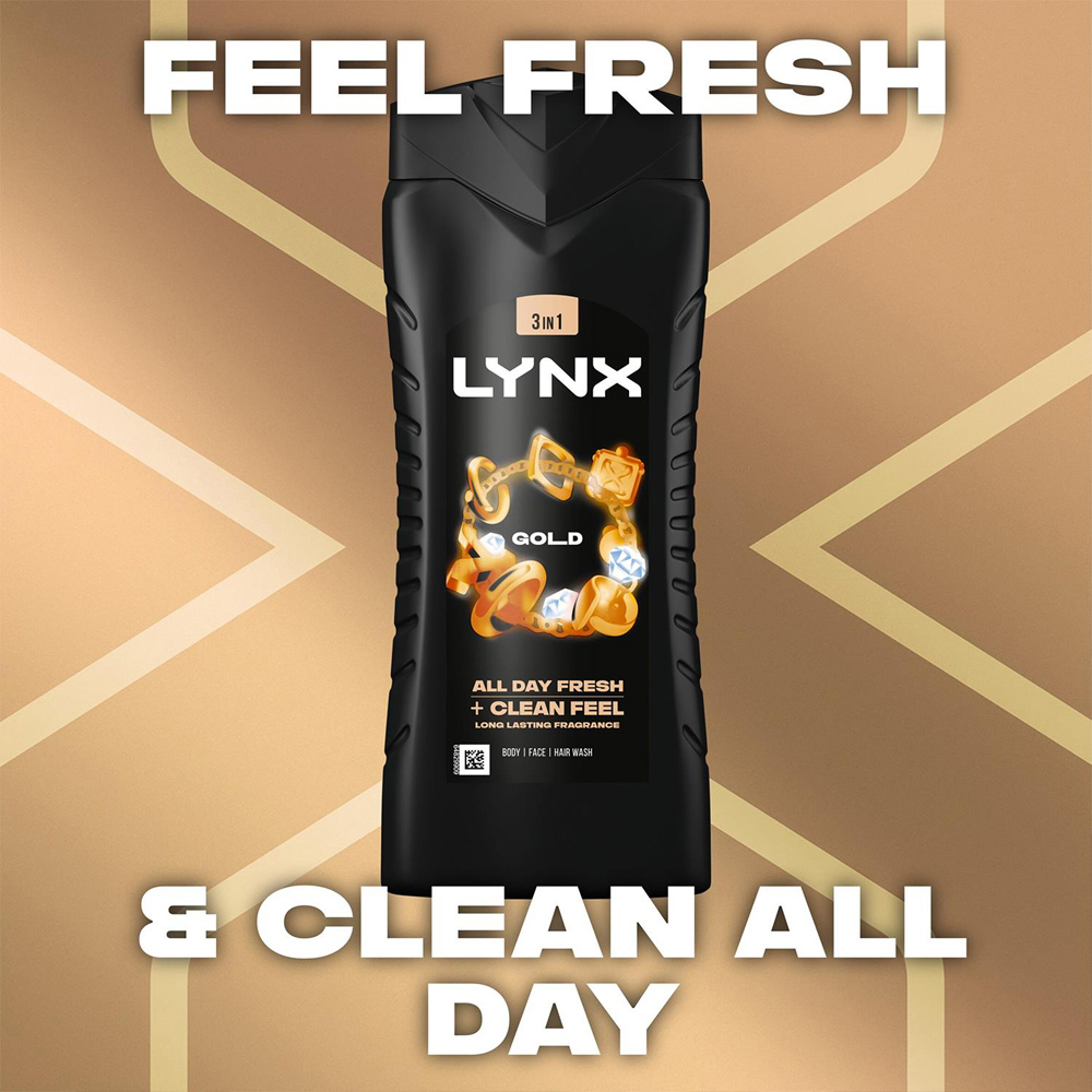 Lynx Gold Oud Wood and Fresh Vanilla 12H Refreshing Fragrance Shower Gel 500ml 24 Pack Image 4