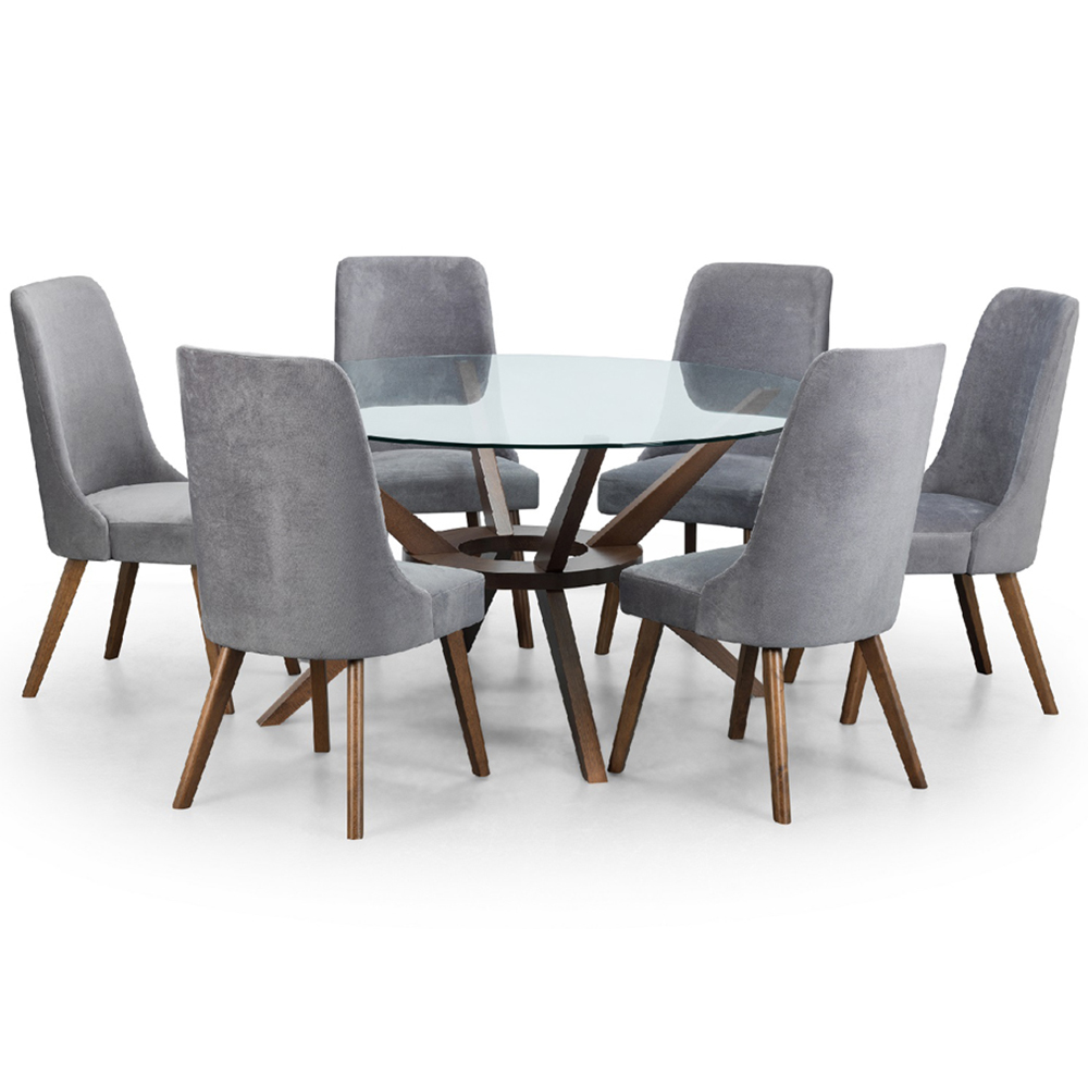 Julian Bowen Chelsea Huxley 6 Seater 140cm Round Dining Set Walnut Image 2