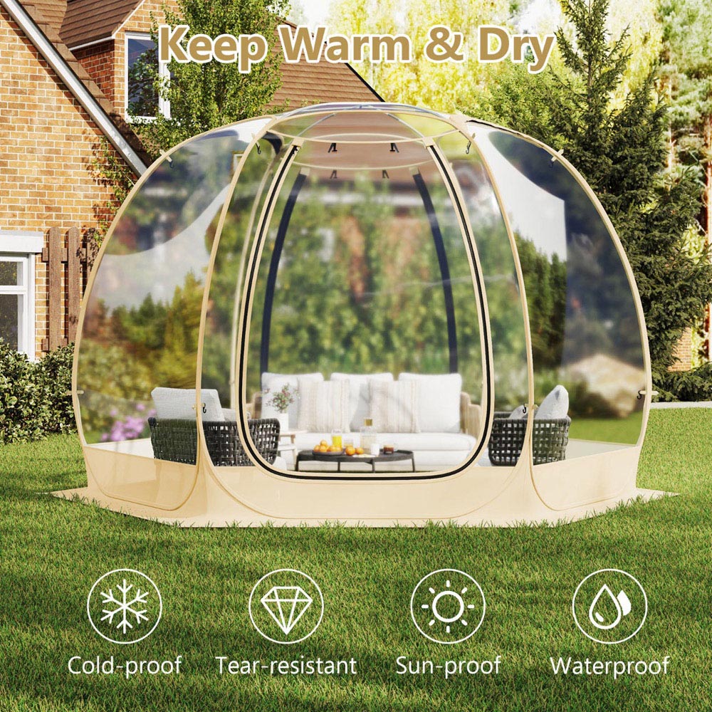 Costway 330 x 300cm Beige Portable and Foldable Pop up Bubble Tent Image 8