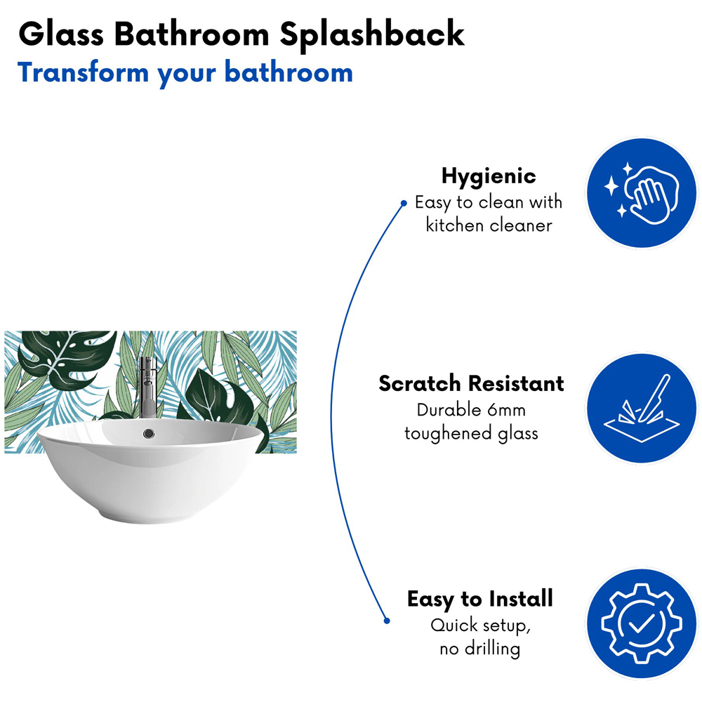 Warren Reed Designer Tropical Bright Plants Glass Bathroom Splashback 25 x 60cm Image 4