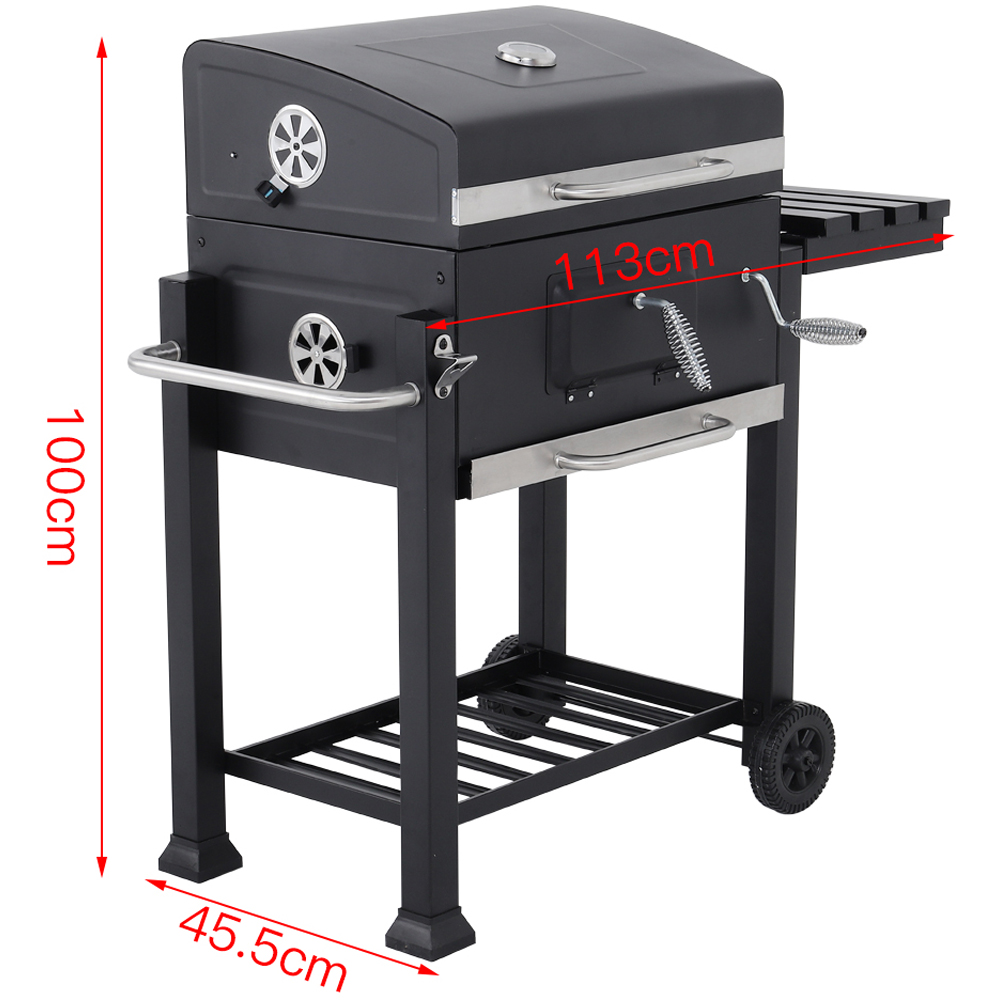 Living and Home Black Charcoal BBQ Grill with Portable Trolley Image 9