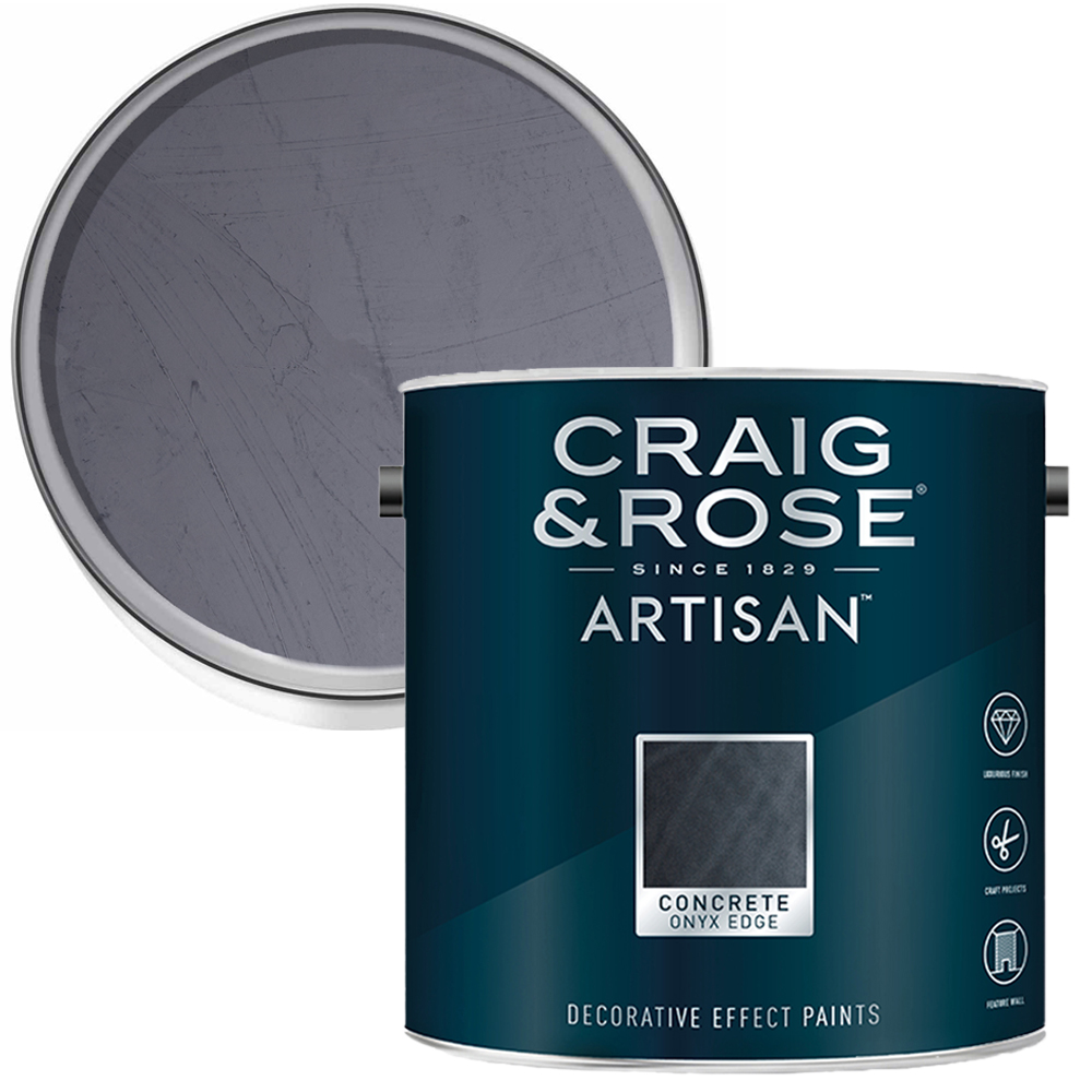 Craig & Rose Artisan Walls & Ceilings Concrete Onyx Edge Matt Paint 2.5L Image 1